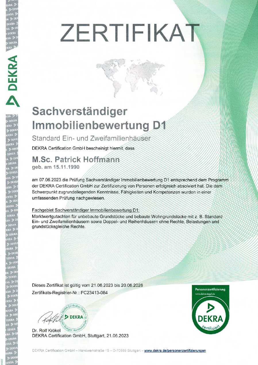 DEKRA D1 Certificate